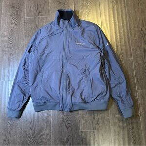 NAUTICA Men’s Windbreaker Jacket with Fleece Liner Navy Blue Lightweight Size M